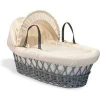 Clair de Lune Waffle Grey Wicker Moses Basket - Cream