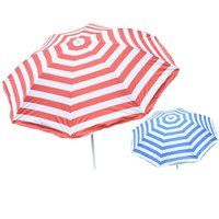 Snuggle Pals 34" Rib Uv Beach Parasol With Tilt In Pvc Bag | Striped Beach Umbrella | 2 Assorted