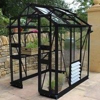 4' x 6' Halls Cotswold Birdlip Small Greenhouse in Black with Toughened Glass (1.47m x 1.94m)