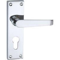 Smith & Locke Long Victorian Fire Rated Euro Lock Door Handles Pair Polished Chrome (3856P)