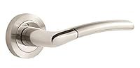 Designer Levers Augusta Lever On Rose Door Handle in Dual-Tone Nickel Finish- Polished & Brushed Interior Use