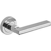 Designer Levers Scylla Lever on Rose Door Handles Pair in Polished Chrome Finish - Interior Use Door Handle - Round Modern Design