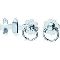Silver Finish Ring Gate Latch KIT Includes Tee Hinges, Gate Spring and Ring Gate Latch