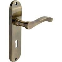 Capri Door Handles Lock Antique Brass