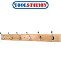 Chrome on Pine Hook Rail 6 Hook