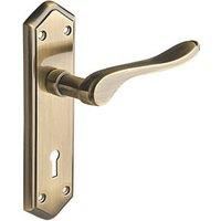Bewdley Antique Brass Lever Lock Door Handle - 1 Pair