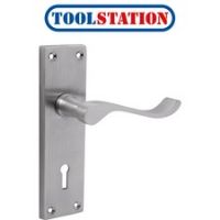 Victorian Scroll Door Handles Lock Satin