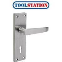 Victorian Straight Door Handles Lock Satin