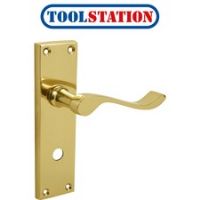 Victorian Scroll Door Handles Bathroom Brass