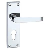 Designer Levers Victorian Straight Lever Door Handles, Euro Lock Door Handle Set - Polished Chrome - 1 Pair