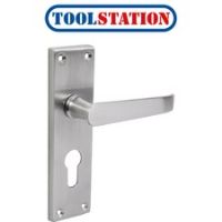 Victorian Straight Door Handles Euro Lock Satin