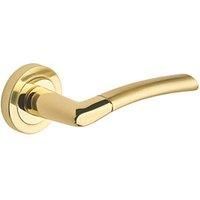 Augusta Dual Tone Lever on Rose Door Handles Brass