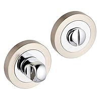 Bathroom Toilet WC Door Thumbturn Turn Twist and Release Lock - Polished and Brushed Nickel