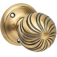 Designer Levers Swirl Ball Mortice Knob Pair Antique Brass 63mm (710KK)
