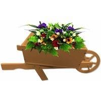 groundlevel Farmyard Wooden Wheel Barrow Planter/Flower Pot - Natural Wood