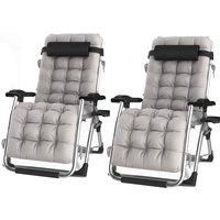 Groundlevel Extra Wide Gravity Chairs, Deluxe Deep Filled Cushions, Rust Proof, Lightweight Frame, Reclining, Includes Side Tray (Set of 2 Chairs, Grey)