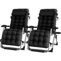 Groundlevel Extra Wide Gravity Chairs, Deluxe Deep Filled Cushions, Rust Proof, Lightweight Frame, Reclining, Includes Side Tray (Set of 2 Chairs, Black)