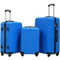 groundlevel 3 Piece ABS 4 Wheel Diamond Luggage Set (Blue)
