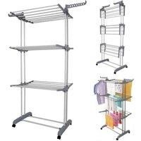 Groundlevel 3 Tier Foldable Clothes Airer On Wheels