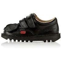 Kickers Kick Hi & Lo Core Kids Leather Back to School Ankle Boots Patent Black