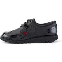 Kickers KICK LO BROGUE Girls (Big Sizes) Patent Leather School Shoes Black