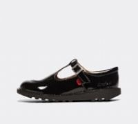 Kickers Teen Girl's Sidekick T-Bar Core Patent Leather Black Shoes