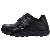 Kickers Boys Reasan Strap Black Leather School Shoes