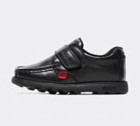 Kickers FRAGMA15 STRAP Infant Boys Smooth Leather Smart School Shoes Black