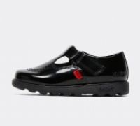 Kickers Kids Girls Fragma T Bar Infant Moc Toe Shoes Black UK C6 (23)