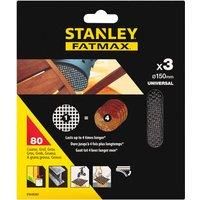STANLEY FATMAX - 3x 80g Quick Fit Random Oribital Sanding Mesh Discs 150mm