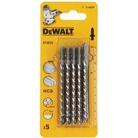 DeWalt DT2075QZ Jigsaw Blades for Wood T-Shank HCS T144DP (Pack of 5)