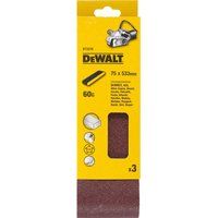 DeWalt 75 x 533mm Multi Purpose Sanding Belts 75mm x 533mm 60g Pack of 3