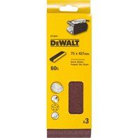 Dewalt Sanding Belts, 75 x 457mm, Grit Size 60, Pack QTY 3 DT3641-QZ