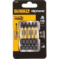 DeWALT DT7394T-QZ 50mm T15 Extreme High Impact Torsion Bits Pack of 5