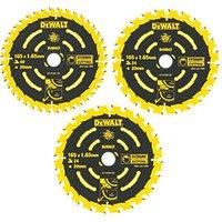 DeWalt Wood Extreme Circular Saw Blade 165 x 20mm 24 / 40T 3 Pack (32047)