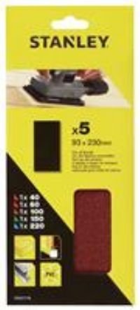 1 x PK 5  93 X 230mm MIX GRADE STANLEY ORBITAL SANDING SHEETS FITS MOST SANDERS.