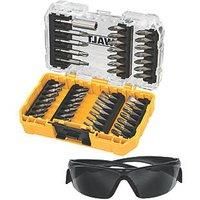 Dewalt 47 Piece Impact Rated Screw Driver Bit Set Hex Shank Black Safety Glasses