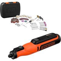 Black+Decker BCRT8IK-XJ 7,2V Rotary Tool with 52 Accessories and A KITBOX, 7.2 W, Black/Orange