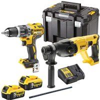 Dewalt DCK2071P2T 18v XR Brushless SDS + Combi Twin Kit DCD796 + DCH133 2x5Ah