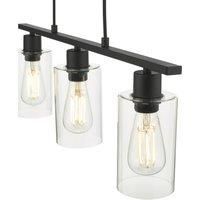 dr lighting Miu hanging light in black with 3 clear lampshades