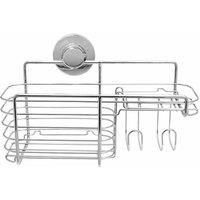 BlissHome Lock /'n Roll Suction Cup Combi Basket: No-Drill, Rust-Resistant Chrome & ABS, 5kg Capacity, Easy Install, Wall Mounted Bathroom Organiser