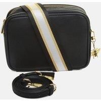 Alice Wheeler Camera Crossbody Soho Bag Double Zipped with 2 straps and bee attachment (Black)