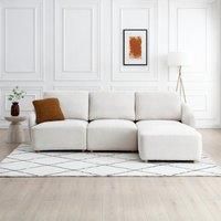 Lyla Boucle Modular 3 Seater with Footstool