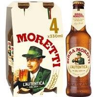 Birra Moretti Lager Beer 4 x 330ml Bottles