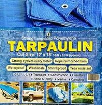 TARP TARPAULIN 3.6m x 5.4m (12 x 18/') Blue Waterproof Cover Boat / Car / Ground Sheet