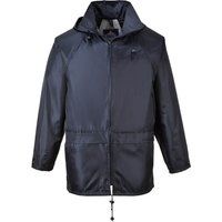 Portwest S440 Men/'s Waterproof Rain Jacket - Lightweight Durable Hooded Weather Protection Safety Jacket Navy, Large