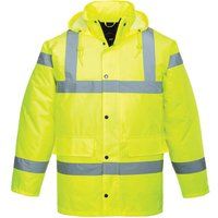 Portwest high-visibility yellow waterproof lined Motorway Traffic coat #S460