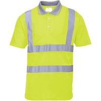 Portwest S477YERS Hi-Vis Short Sleeve Polo, Regular, Size Small, Yellow