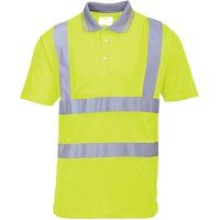 Portwest S477YERS Hi-Vis Short Sleeve Polo, Regular, Size Small, Yellow