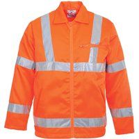 Portwest RT40ORRXXXL Series RT40 Hi-Vis Poly-cotton Jacket, Regular, Size: 3X-Large, Orange